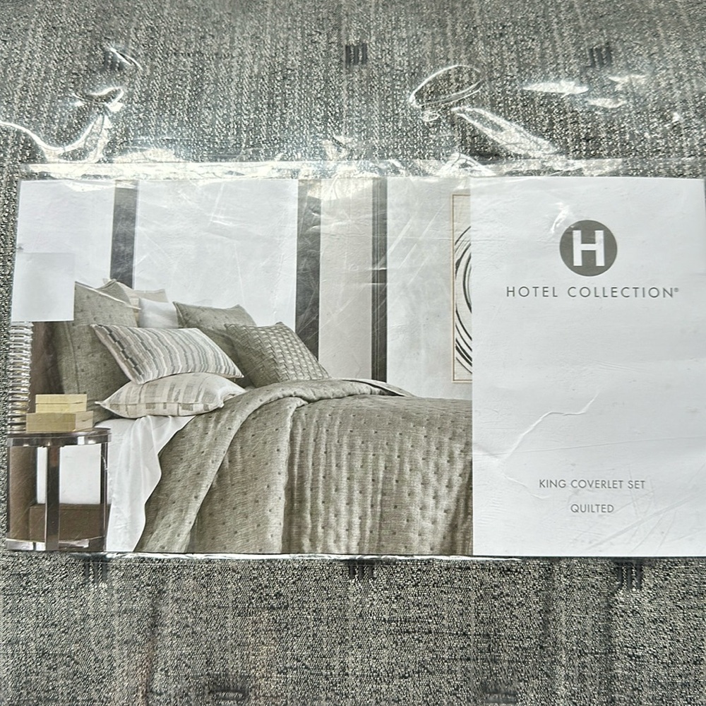 Hotel king size luxury coverlet with two pillow shams
